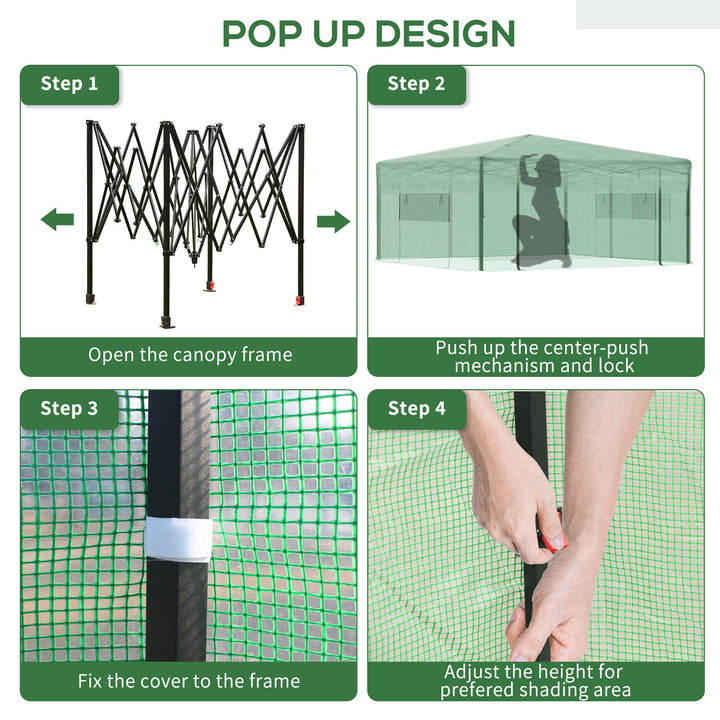 Pop-up Small Greenhouse, Outdoor Walk-in Tomato Greenhouse with Carrying Bag, PE Cover, Steel Frame, Green, 2.4L x 1.8W x 2.4H m