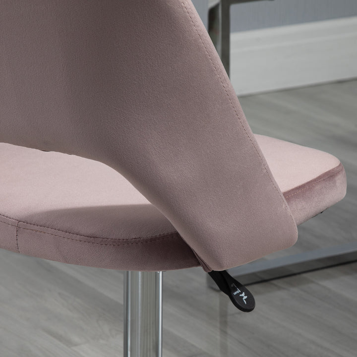 Armless Velvet-Feel Office Chair - Pink