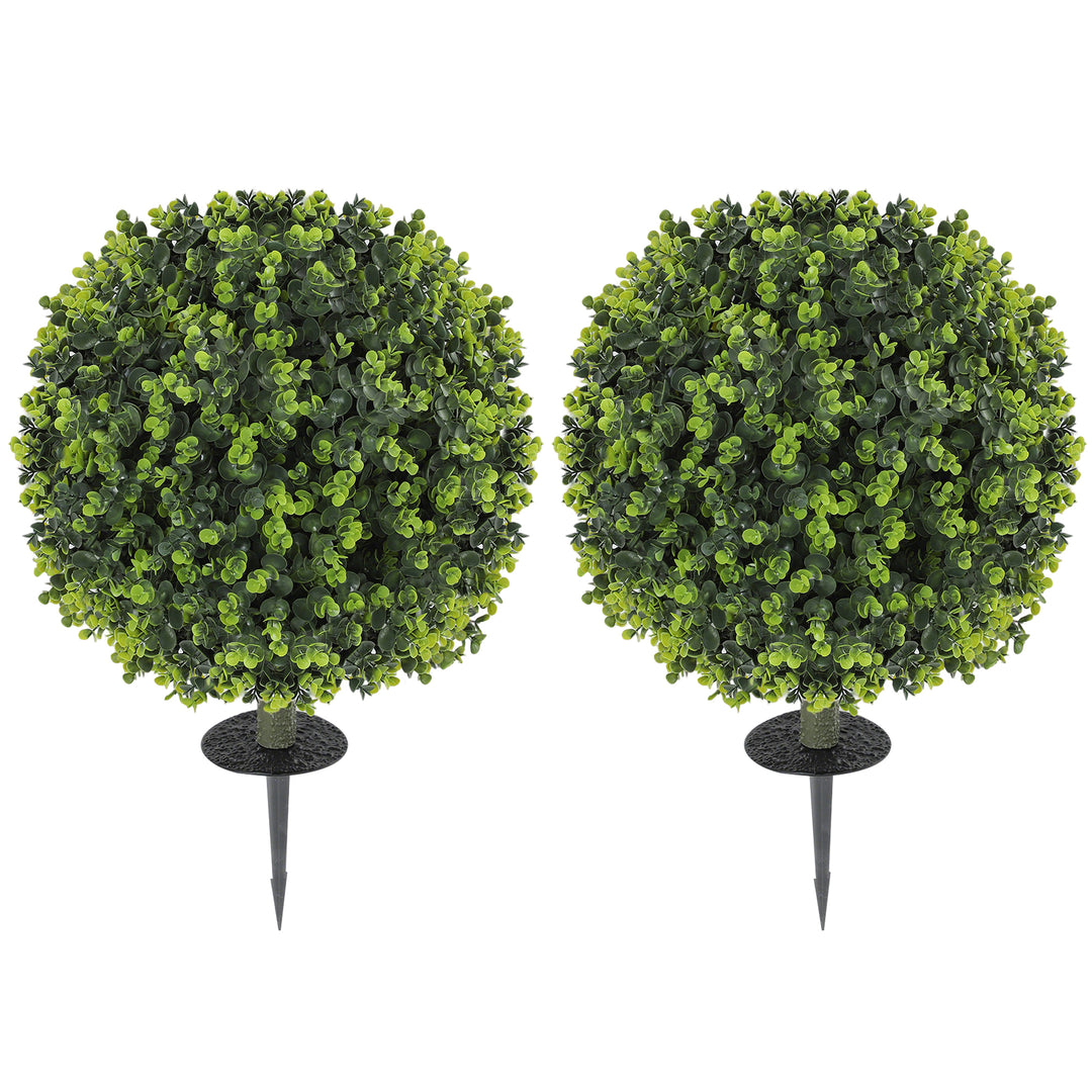 Set of 2 40 cm Artificial Boxwood Topiary Ball Bush with Integrated