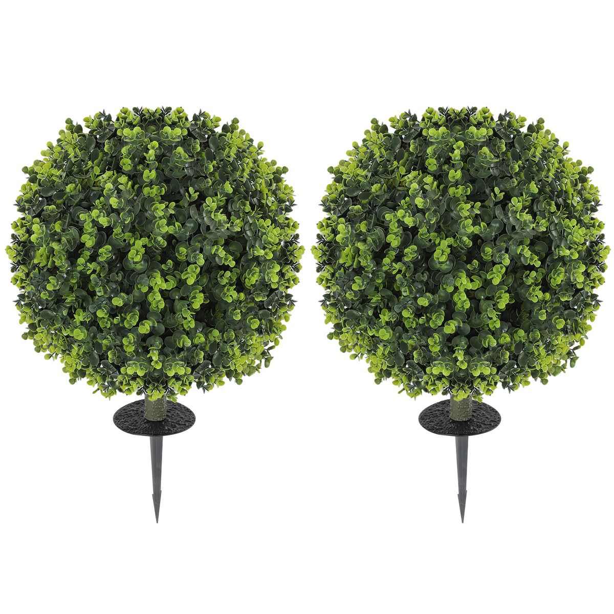 Set of 2 40 cm Artificial Boxwood Topiary Ball Bush with Integrated