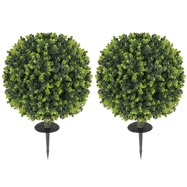 Set of 2 40 cm Artificial Boxwood Topiary Ball Bush with Integrated