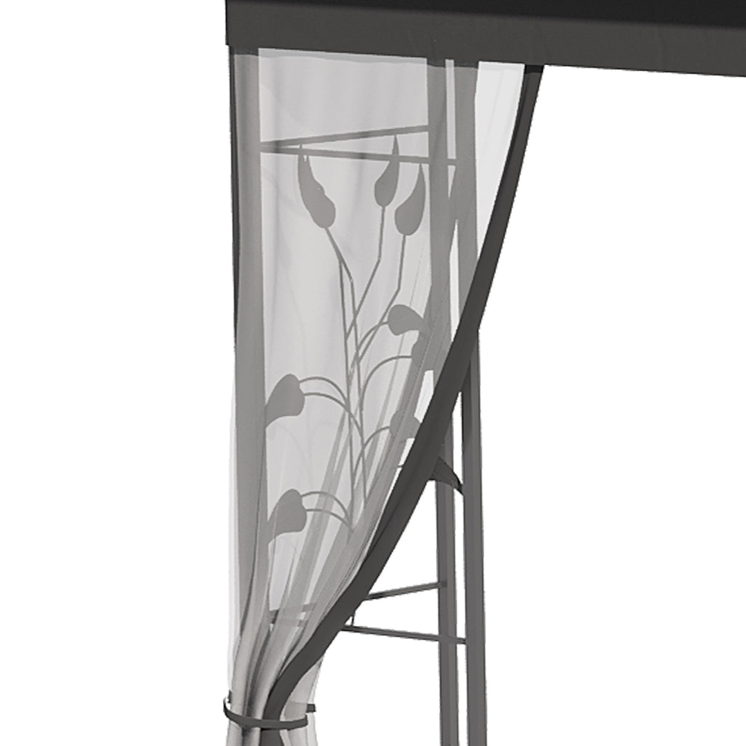 3 x 3(m) Steel Frame Double Roof Garden Gazebo - Grey