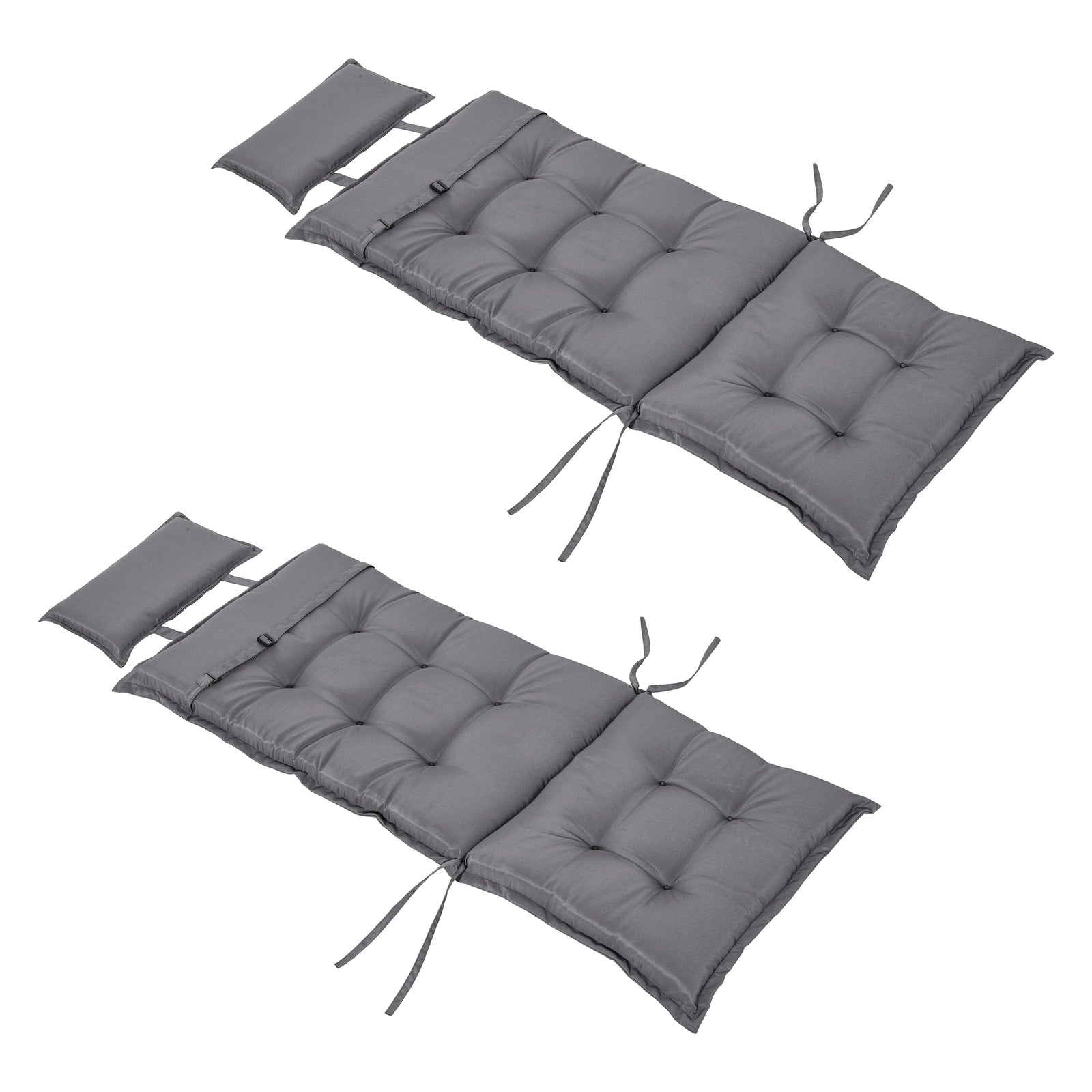 Set of 2 Outdoor Chair Cushions, High Back Padded Patio Chair with Pillow for Indoor and Outdoor Use, Dark Grey
