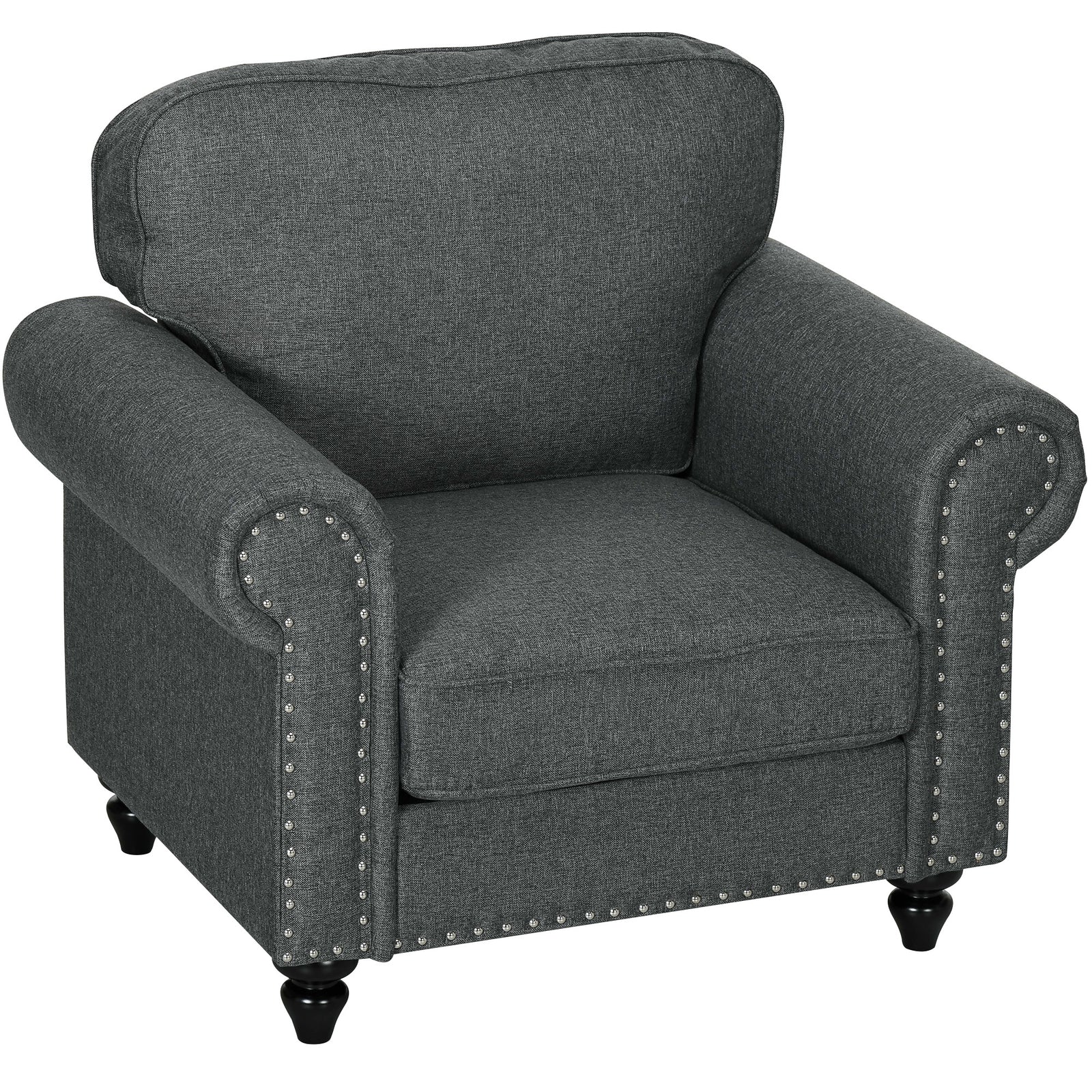 Mid-Century Armchair, with Pocket Springs - Charcoal Grey