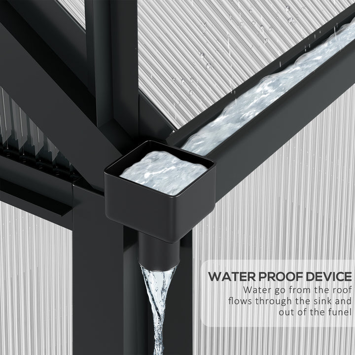 MCL 6 x 10ft Polycarbonate Greenhouse, Large Walk-In Green House with Slide Door and Window, Garden Plants Grow House with Aluminium Frame and Foundation, Grey