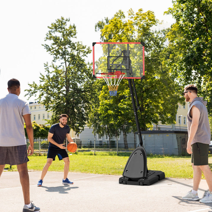 SPORTNOW 2.4-2.9m Adjustable Basketball Hoop and Stand with Weighted Base, Portable on Wheels