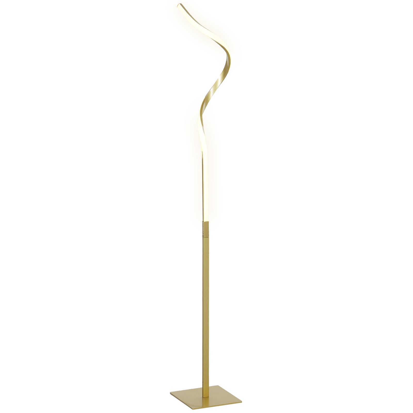 LED Floor Lamp with 3 Adjustable Brightness, Modern Dimmable Standing Lamp with Foot Switch for Bedroom, Living Room, Gold Tone