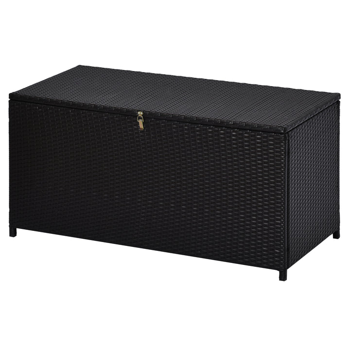 Outsunny Rattan Storage Box Outdoor Indoor Wicker Cabinet Chest Garden Furniture 118 x 54 x 59cm - Dark Brown | Aosom UK