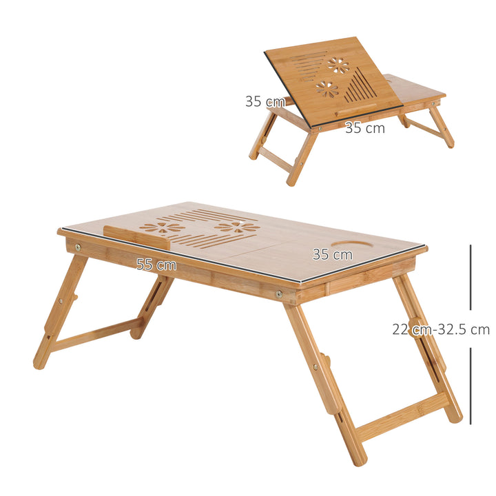Portable Laptop Desk Notebook Tray PC Bed Table with Drawer Adjustable & Foldable (55L x 35W x 22-32.5H (cm))