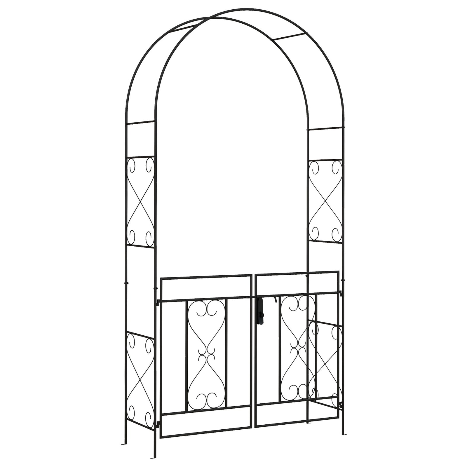 Decorative Garden Arch, with Gate - Black
