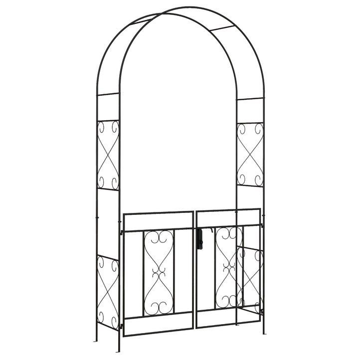Decorative Garden Arch, with Gate - Black