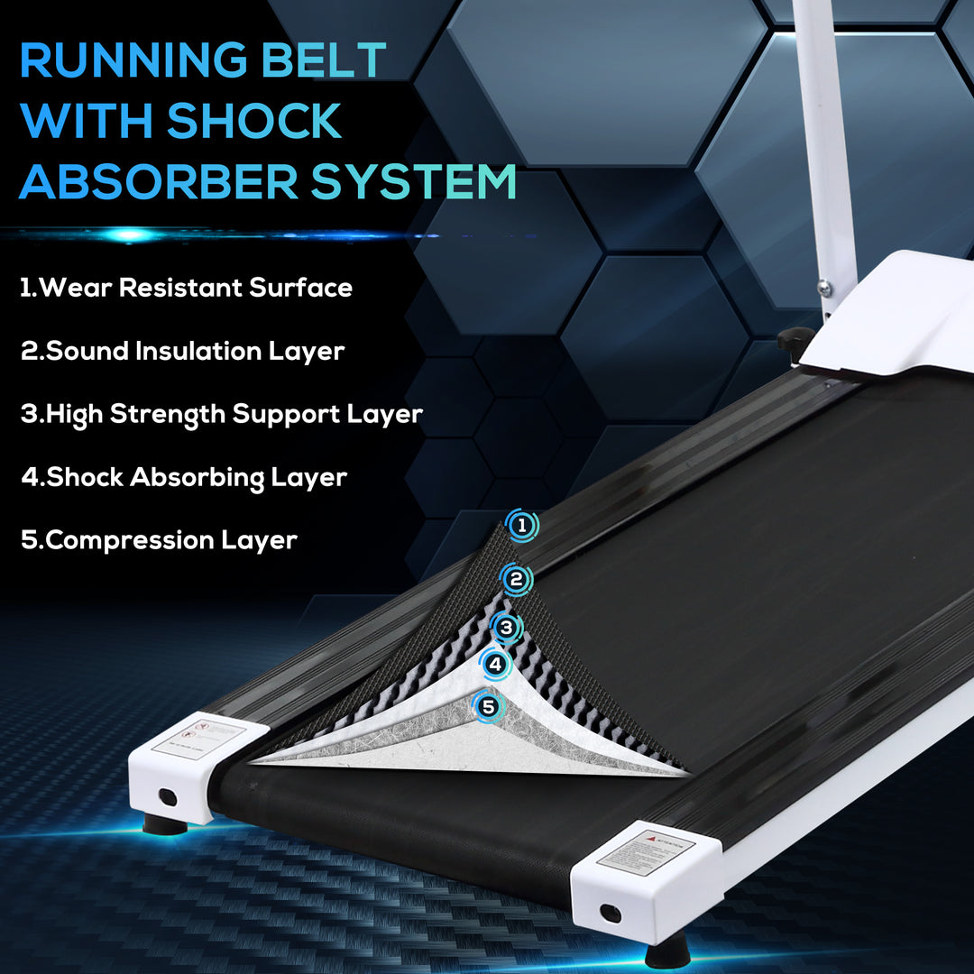 Folding Treadmill with Incline, Walking Pad Treadmill for Home, 1-10km/h Under Desk Running Machine with LCD Display and Wheels, No Assembly, White