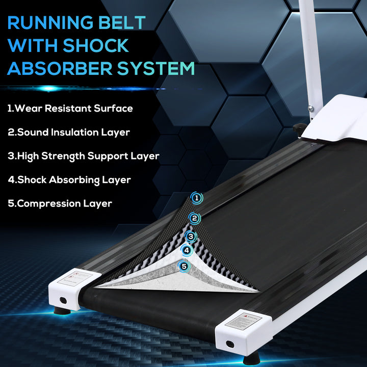 Folding Treadmill with Incline, Walking Pad Treadmill for Home, 1-10km/h Under Desk Running Machine with LCD Display and Wheels, No Assembly, White