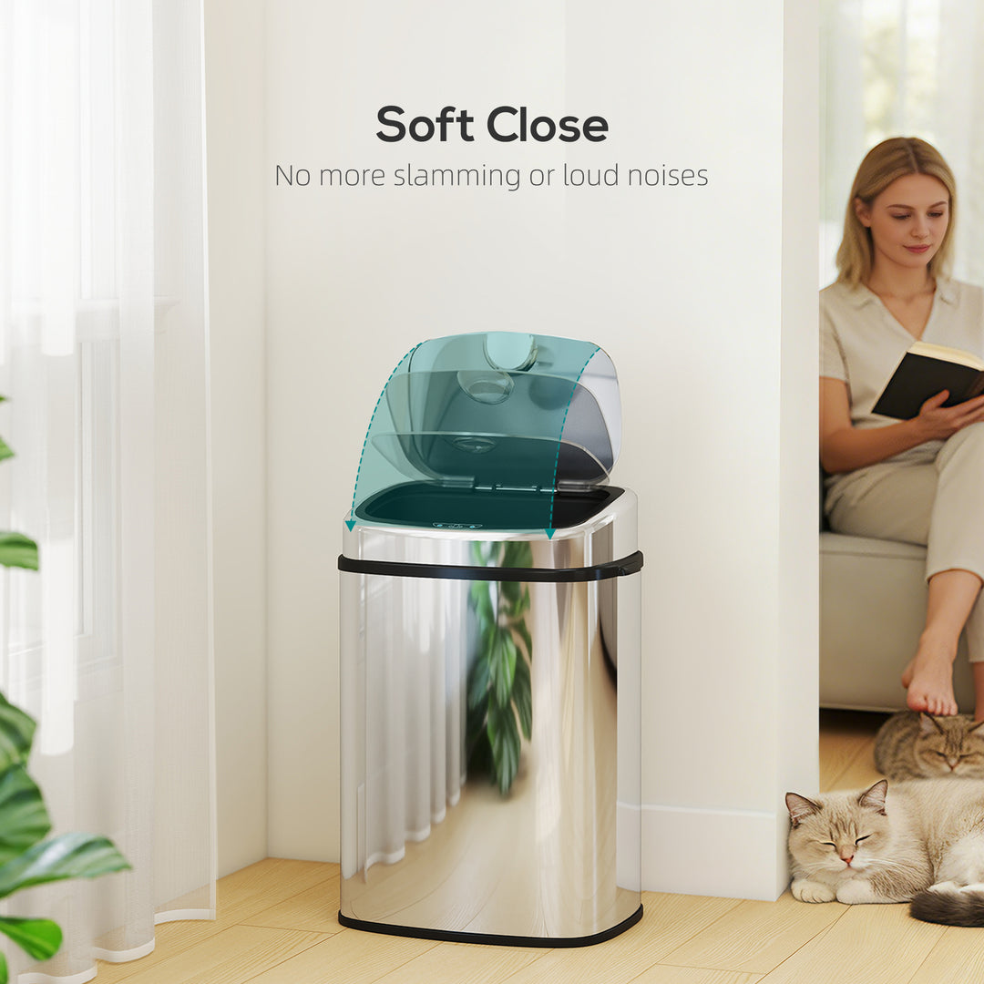 50L Stainless Steel Sensor Bin - Silver Tone