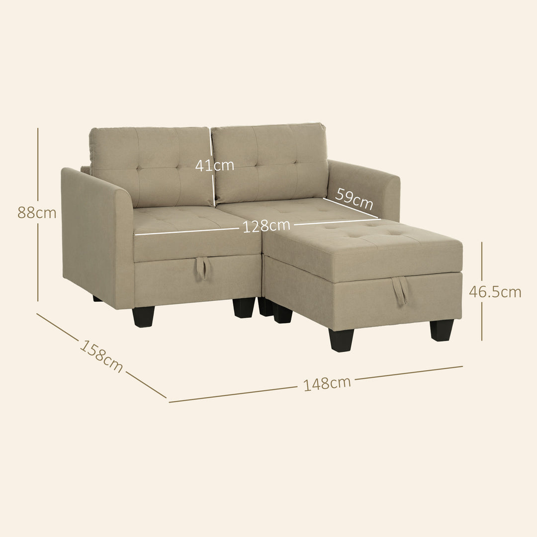 L' Shape Modular Storage Sofa - Light Brown