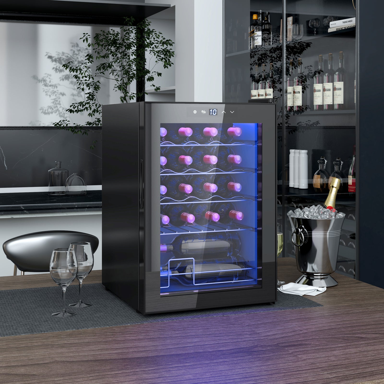 20 Bottle 5-18℃ Countertop Wine Fridge - Black