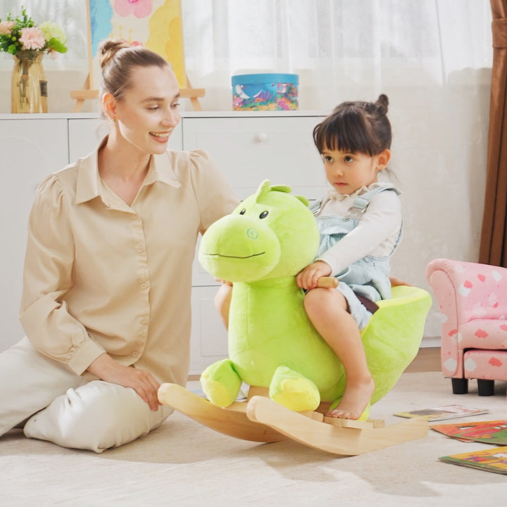 Kids Rocking Horse, Plush Ride-On Dinosaur Seat, with Seat Safety Belt, 32 Songs, Ride-On Horse