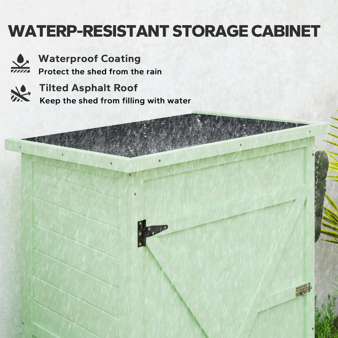 Wooden Small Shed, Garden Storage Shed with Shelves and Bolt Latch, 75L x 56W x115H cm, Green