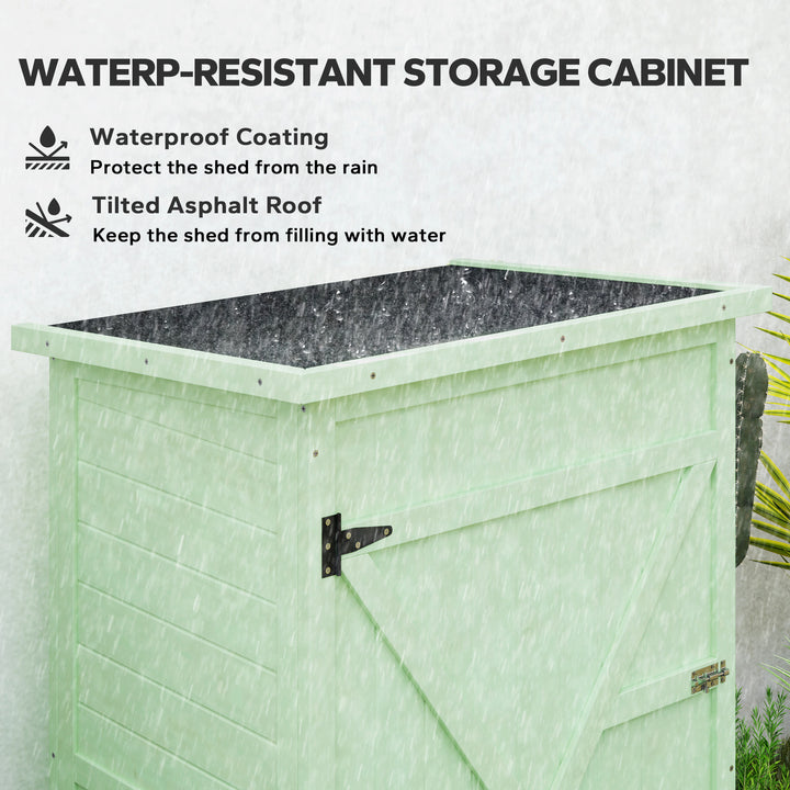 Wooden Small Shed, Garden Storage Shed with Shelves and Bolt Latch, 75L x 56W x115H cm, Green