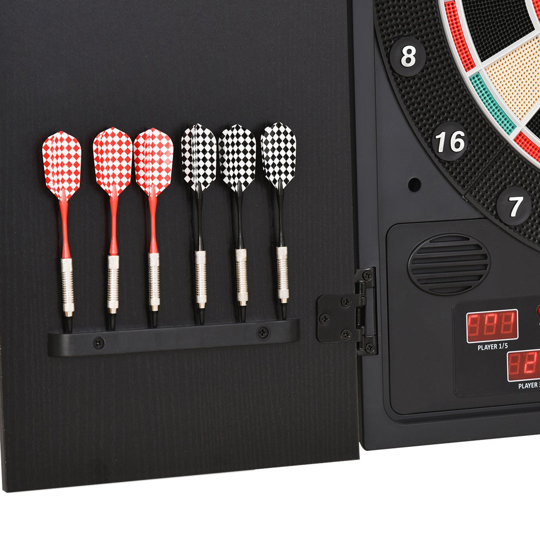 Electronic Dartboard Set, 27 Games Modes and 202 Variations, LED & 12 Soft Tip Darts and Cabinet to Storage, Ready-to-Play Multi-Game Option Darts Machine