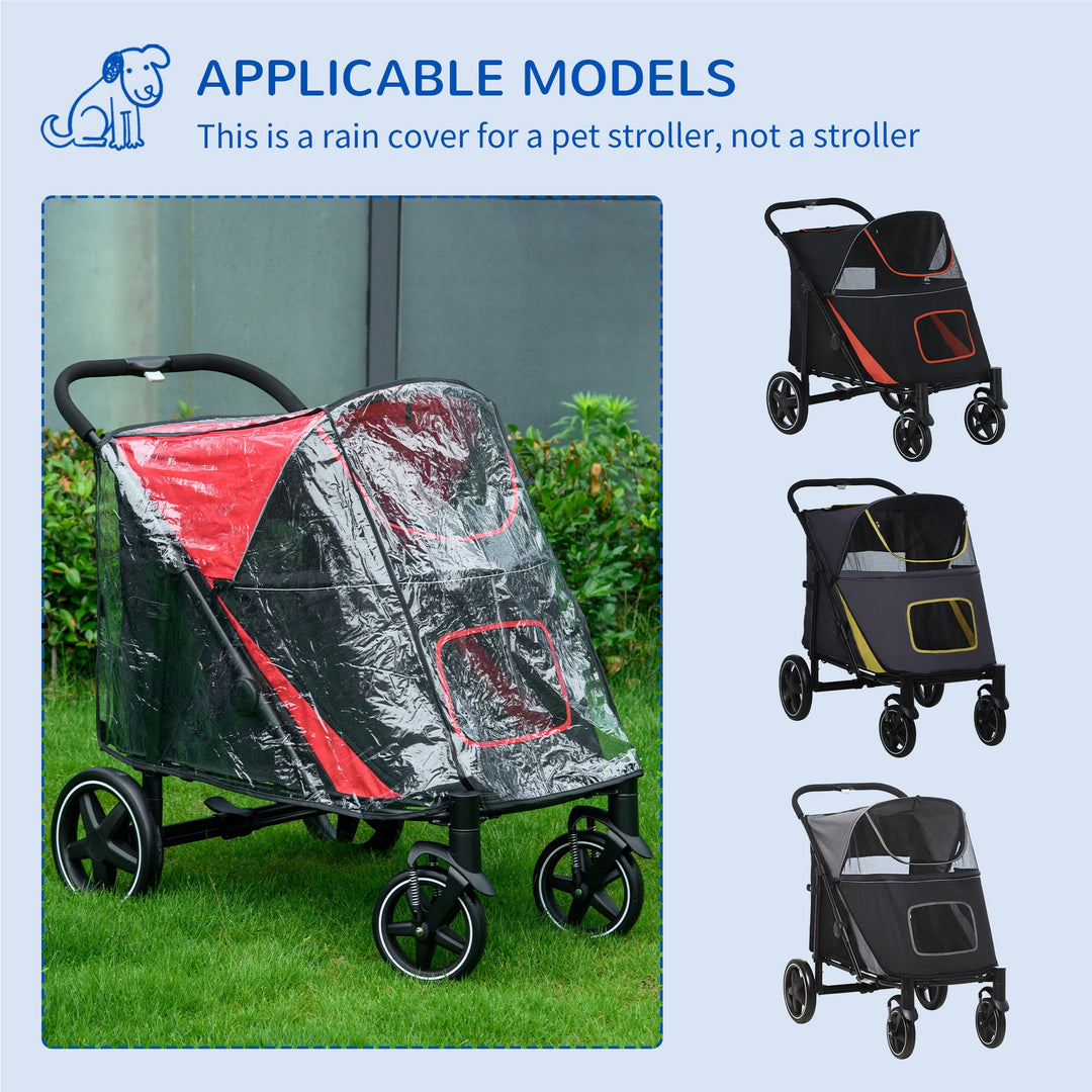 PawHut Dog Stroller with Rain Cover, Large Medium Pet Pram Buggy with Rear Entry, Durable & Waterproof, Grey