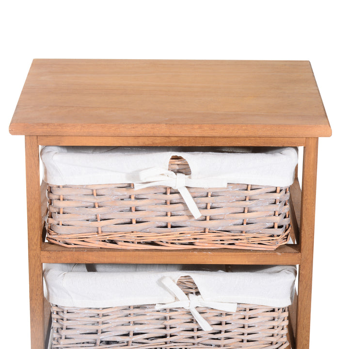 HOMCOM Wicker Basket Dresser, 5 Drawer Storage Shelf Unit with Wooden Frame for Home Organisation, Natural Finish | Aosom UK