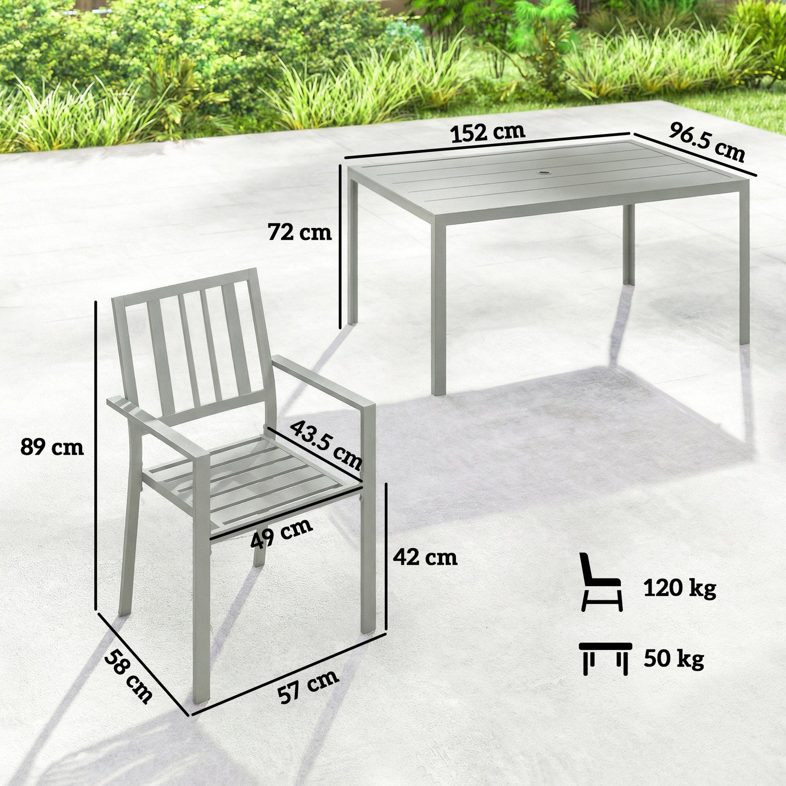 Garden Table and Chairs for 6, 7 Pieces Garden Furniture Set with Tabl