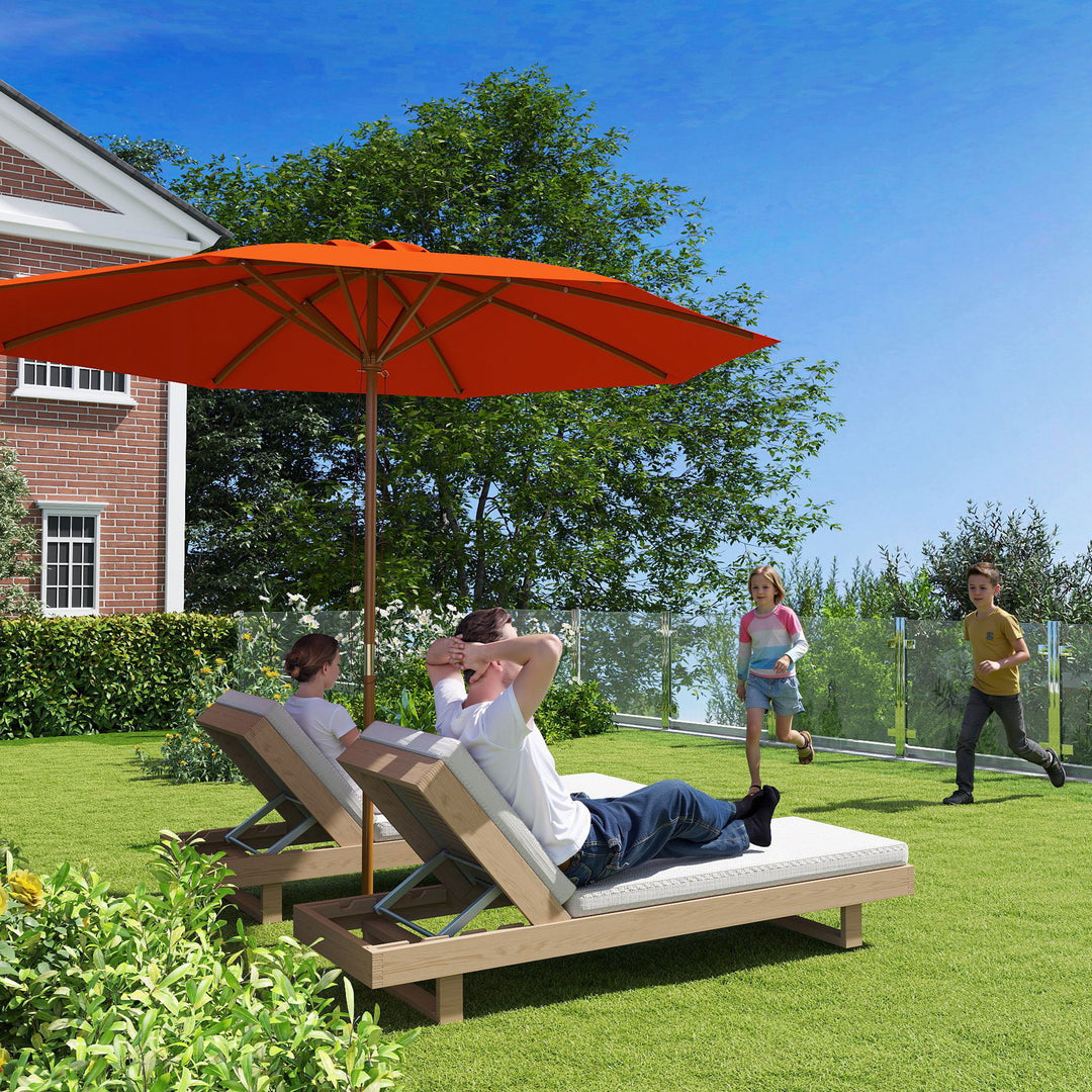 3m Wood Pole Parasol Umbrella - Orange