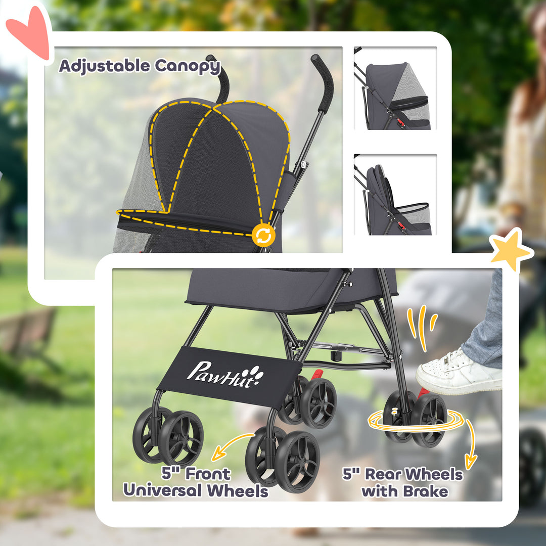 Dog Stroller, Foldable Cat Dog Pram for Miniature Breeds, Pet Stroller