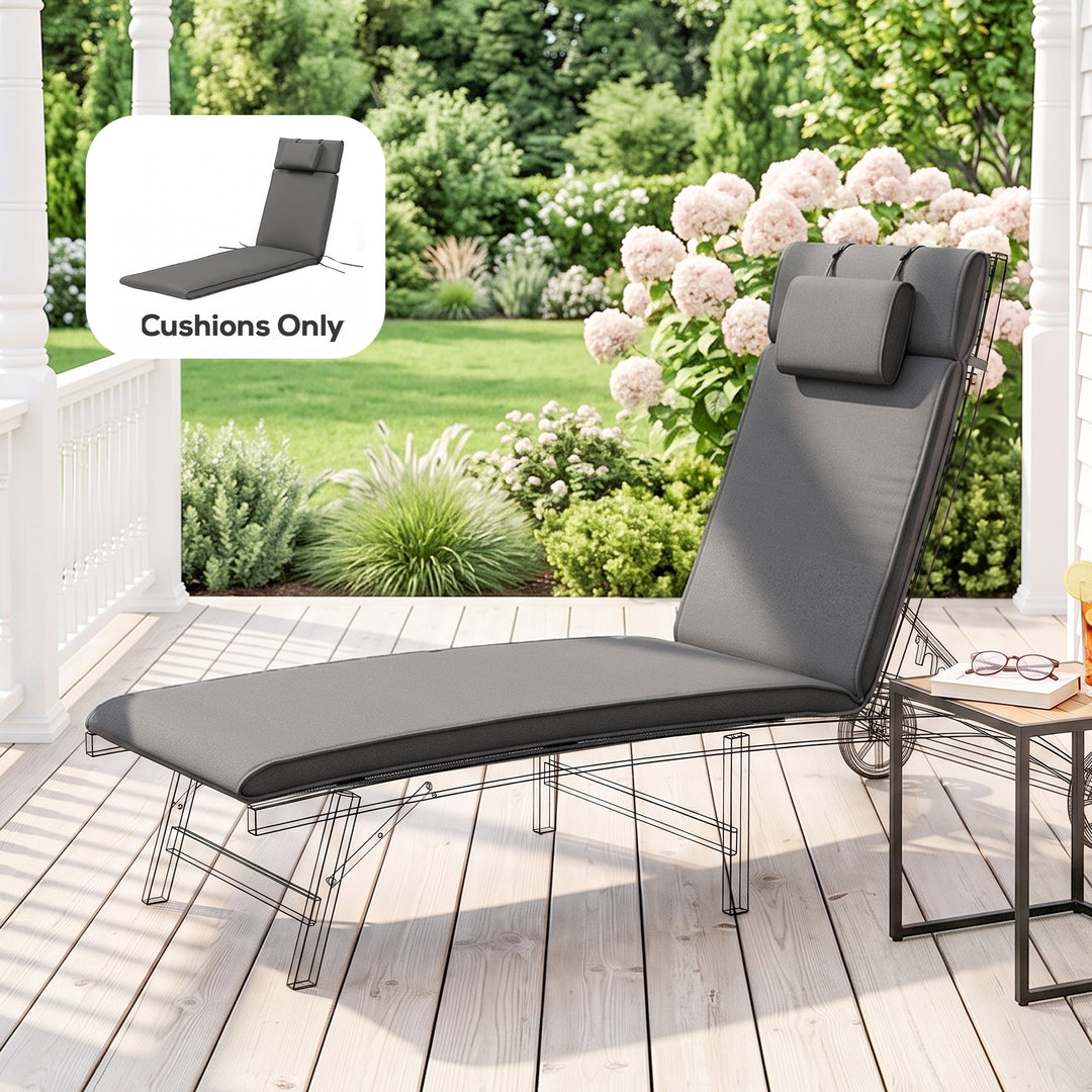 Garden Sun Lounger Cushion Replacement Soft Sunbed Reclining Chair Rel
