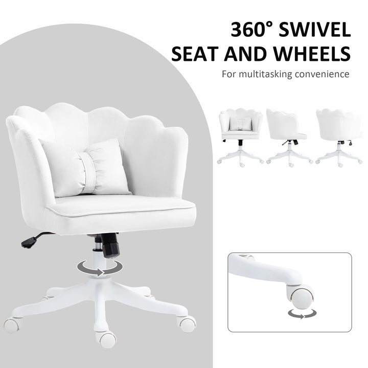 Velvet-Feel Petal Back Office Chair - White