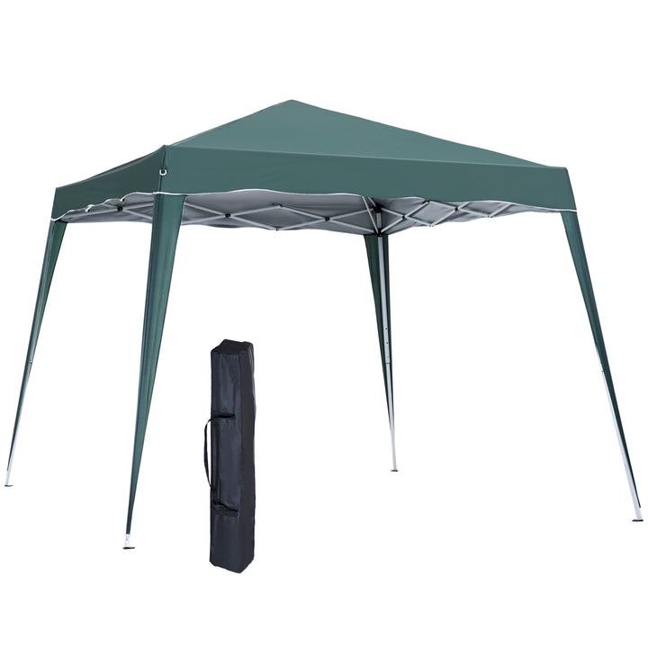 MCL 3 M x 3 M Base/ 2.5 M x 2.5 M Top Pop Up Gazebo with Carry Bag, Height Adjustable Slant Leg Party Tent Instant Event Shelter for Garden, Patio, Green
