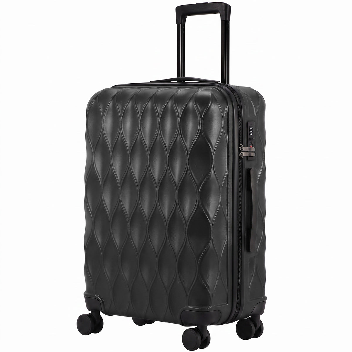 24Inch Suitcase, ABS Hard Shell Checked Luggage with TSA Lock - Black