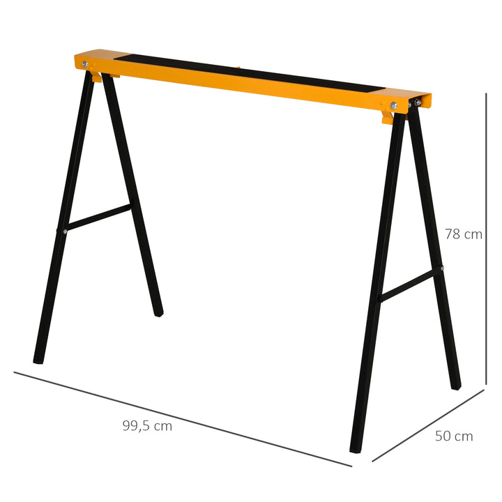 MCL 2PCS Saw Horse Twin Pack Folding Workbench Metal Trestle Stands with Non-slip EVA Surface for Sawing Work Max Load 125kg