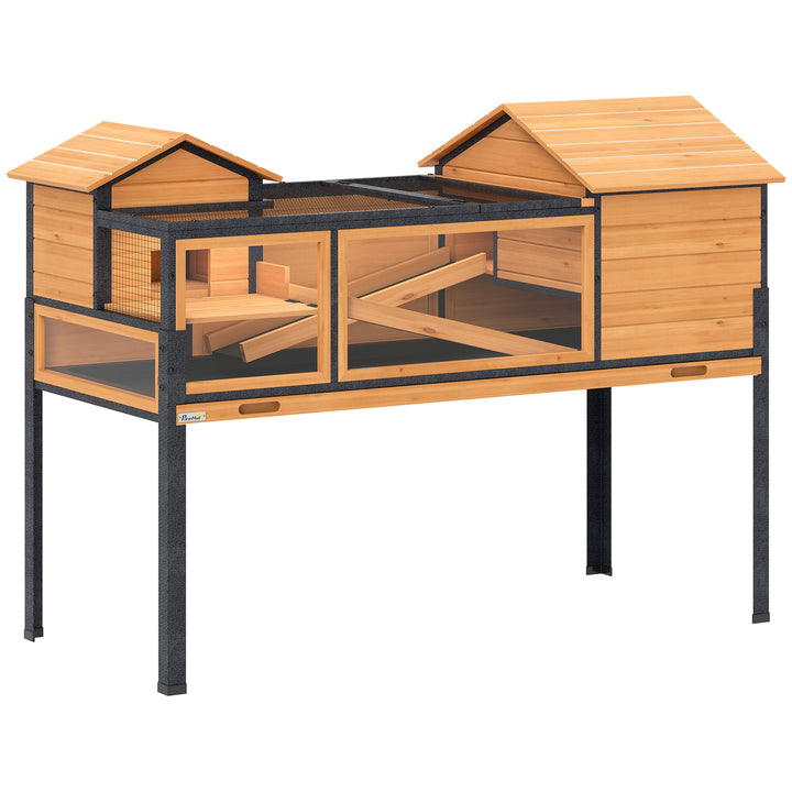 Wooden Tortoise House with Stand Legs, Clear Observation Windows