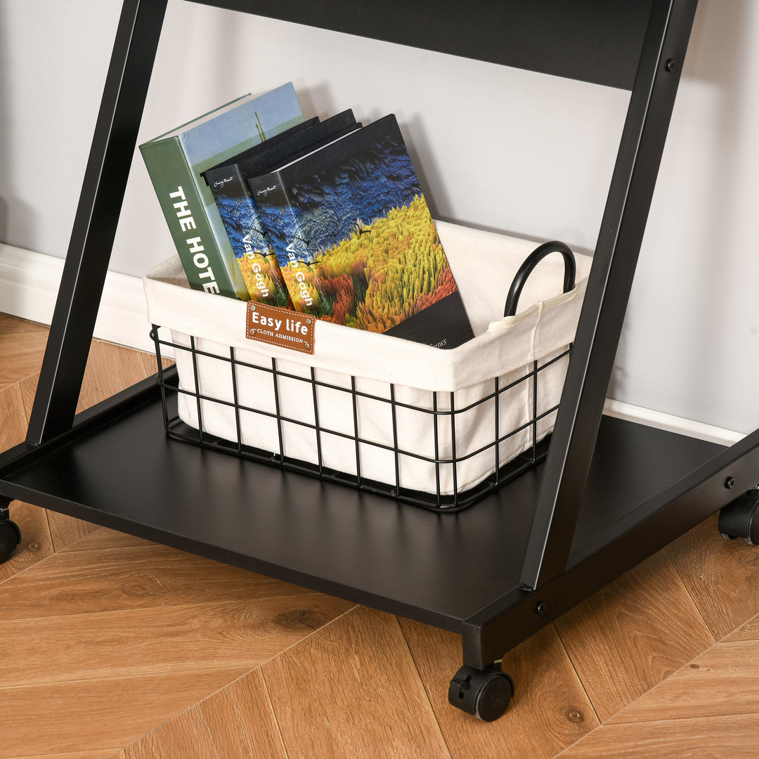 MCL Movable Computer Desk with 4 Moving Wheels Sliding Keyboard Tray Home Office Workstation Black