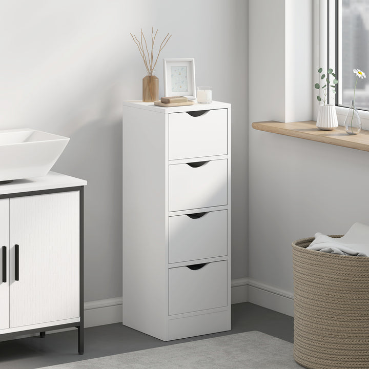 4-Drawer Bathroom Cabinet, Freestanding Narrow Storage Cabinet with Gr