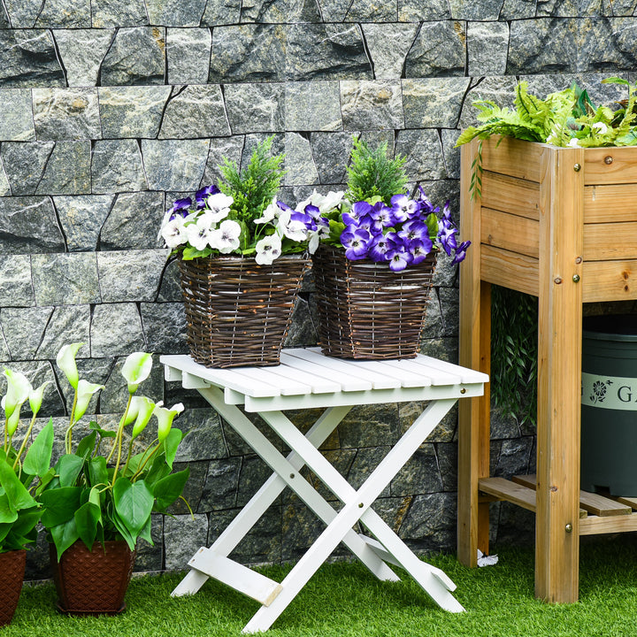 Outsunny Set of 2 Artificial Plant Phalaenopsis Decorative Plant with Straw Plaiting Pot, Fake Flower 45cm, White & Purple