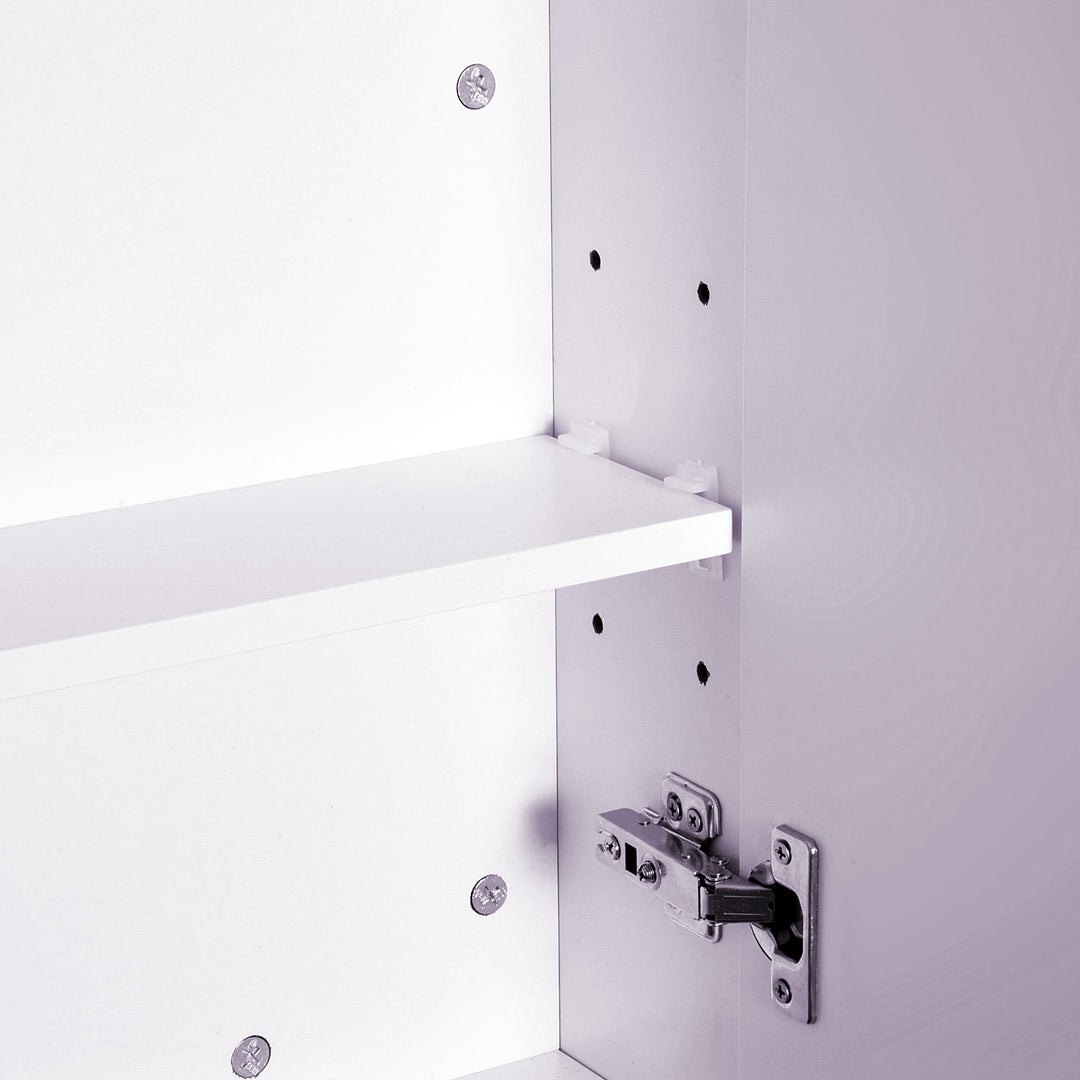 Mirror Cabinet, Wall Mount Bathroom Storage Cabinet with Adjustable Shelf, Double Door Cupboard, 70 x 15 x 60 cm, White