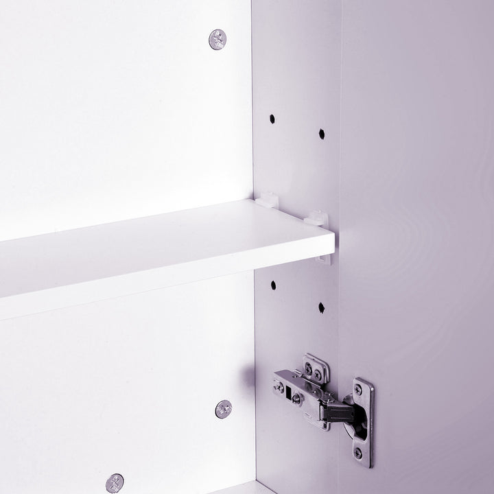 Mirror Cabinet, Wall Mount Bathroom Storage Cabinet with Adjustable Shelf, Double Door Cupboard, 70 x 15 x 60 cm, White