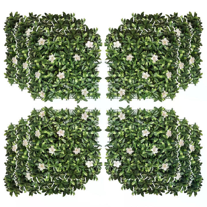 Outsunny 12PCS Artificial Boxwood Wall Panels 20" x 20" Rhododendron Privacy Fence Screen Faux Hedge Greenery Backdrop for Garden | Aosom UK