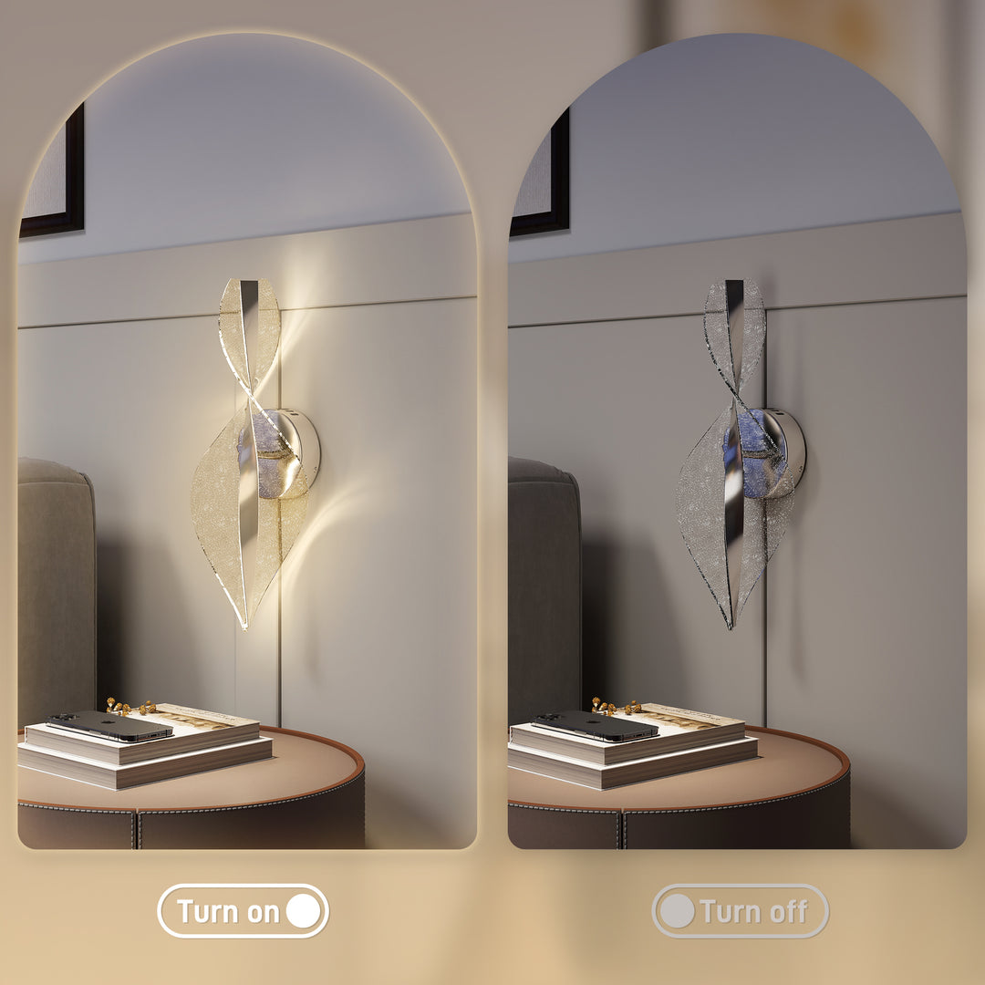 Led Wall Lamp 2 Pack, 13W Modern Indoor Spiral Wall Light, Colour Temperature Adjustable 3000K/4000K/6500K, for Bedroom, Living Room, Hallway, Stairs, Silver Tone