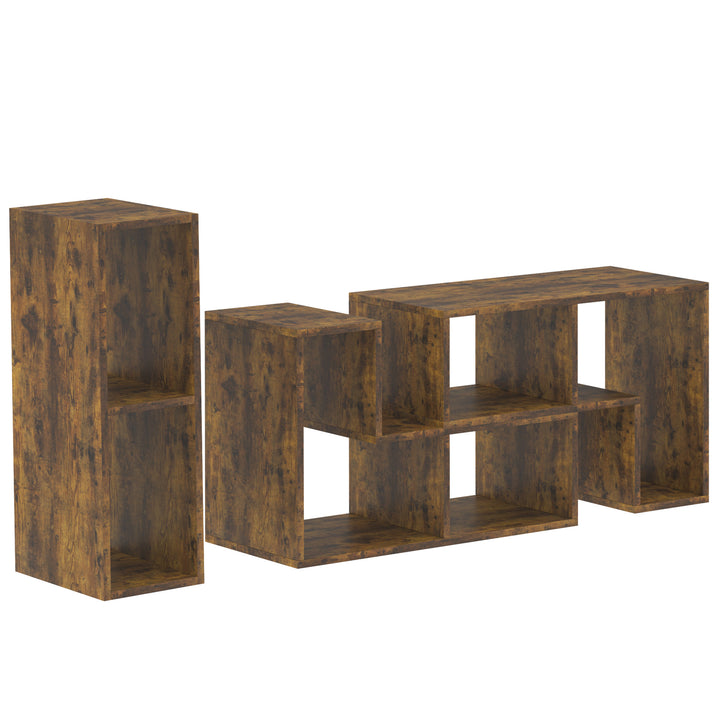 TV Stand for TVs up to 75 Inches, Free Combination TV Unit with Storage Shelves, Extendable Entertainment Centre for Living Room, Wood Grain - Rustic Brown