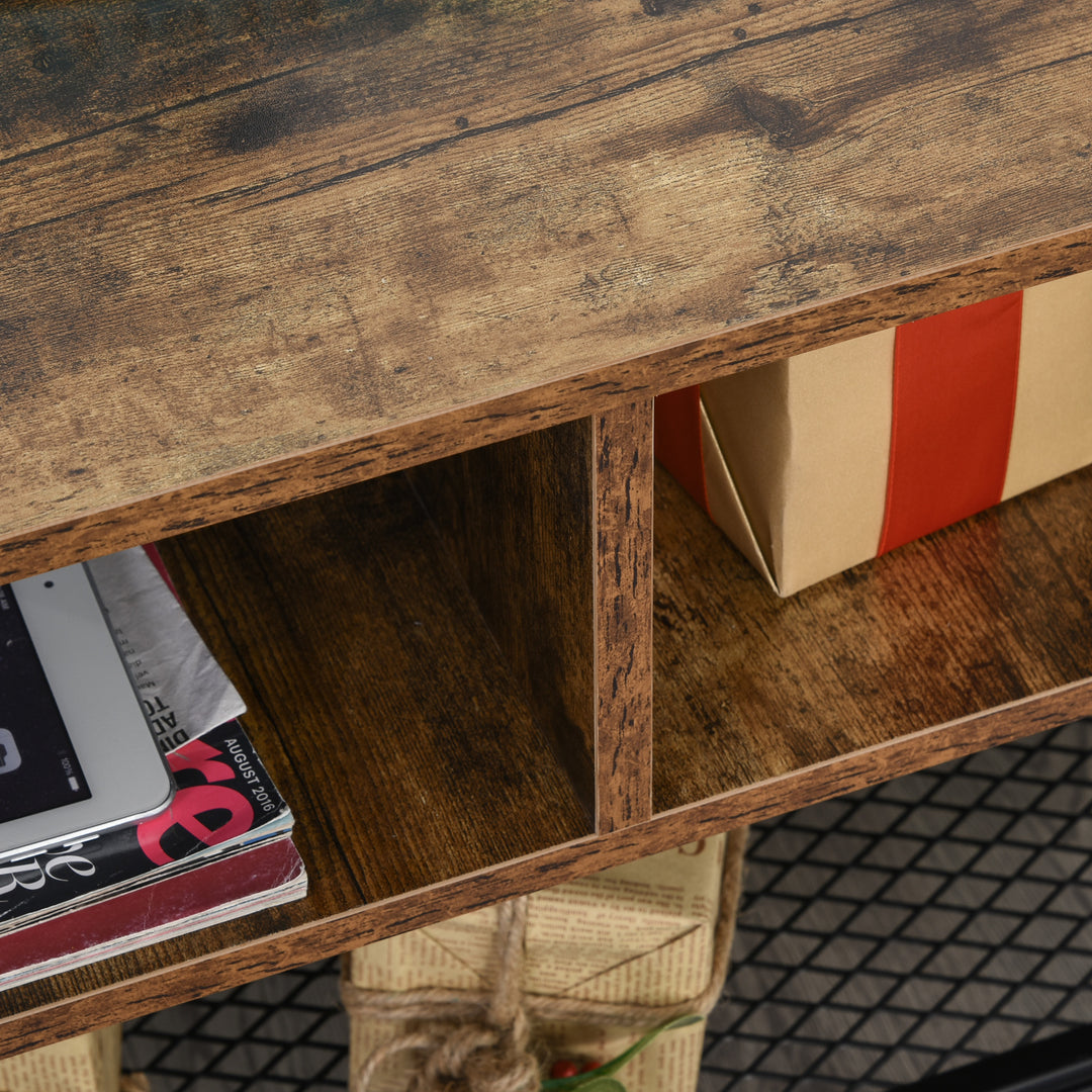 MCL TV Stand Cabinet, Industrial TV Unit for TVs up to 45", 100cm TV Cabinet with 2 Open Compartments and Mesh Bottom Shelf for Living Room, Rustic Brown