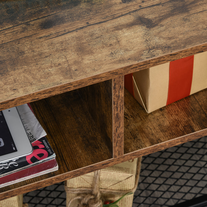 MCL TV Stand Cabinet, Industrial TV Unit for TVs up to 45", 100cm TV Cabinet with 2 Open Compartments and Mesh Bottom Shelf for Living Room, Rustic Brown