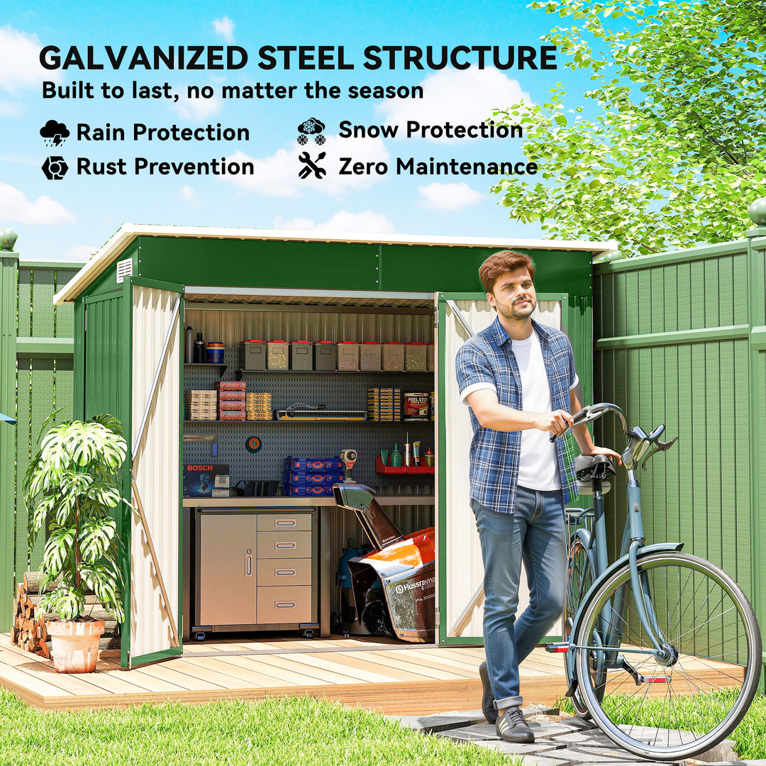 7.5 x 4.3ft Metal Garden Storage Shed, Waterproof Outdoor Shed with Tr