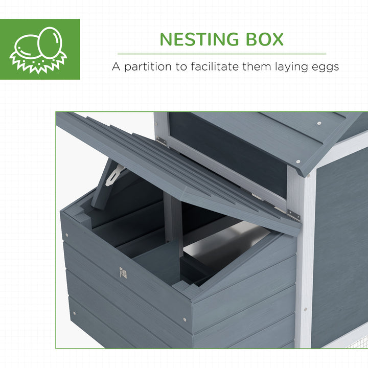 Small Chicken Coop with Run Hen House Poultry Coops Cages Nesting Box Grey 150.5 x 54 x 87cm