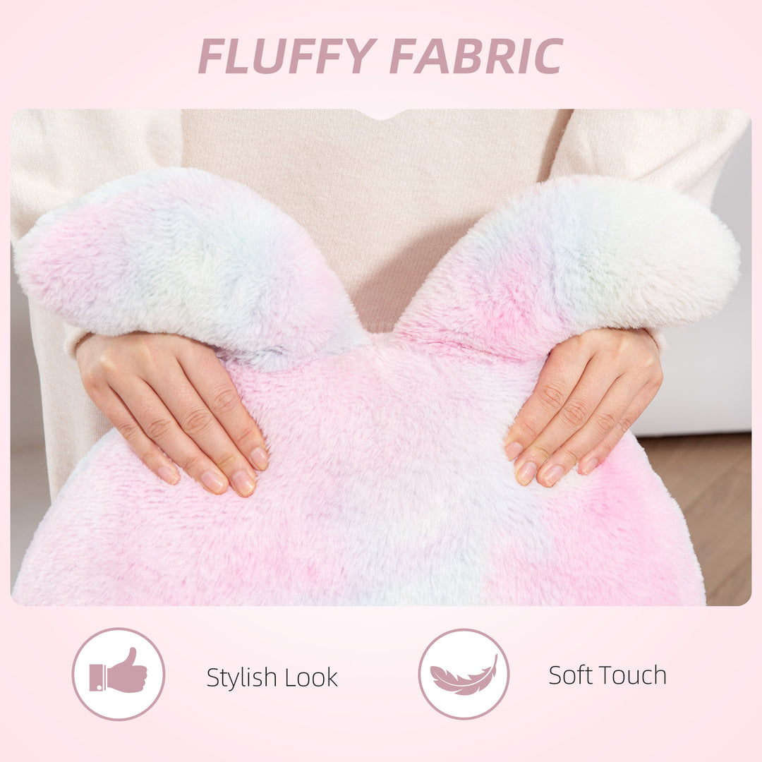 Fuzzy Office Chair with Bunny Ears, Faux Fur Swivel Desk Chair, Armless Makeup Vanity Chair with Adjustable Height for Bedroom, Study Room, Colourful