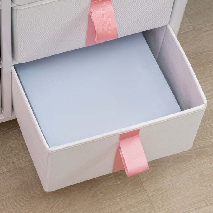 Chest of Drawers, Cloth Organizer Unit with 6 Fabric Drawers, Metal Frame and Wooden Top, Storage Cabinet for Kids Room, Living Room, Closet, Hallway, Pink
