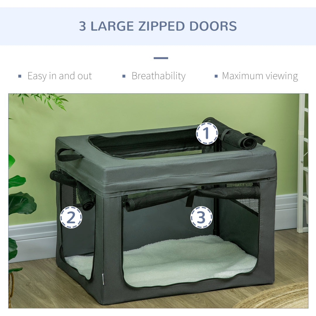 69cm Pet Carrier, with Cushion, for Miniature and Small Dogs - Grey
